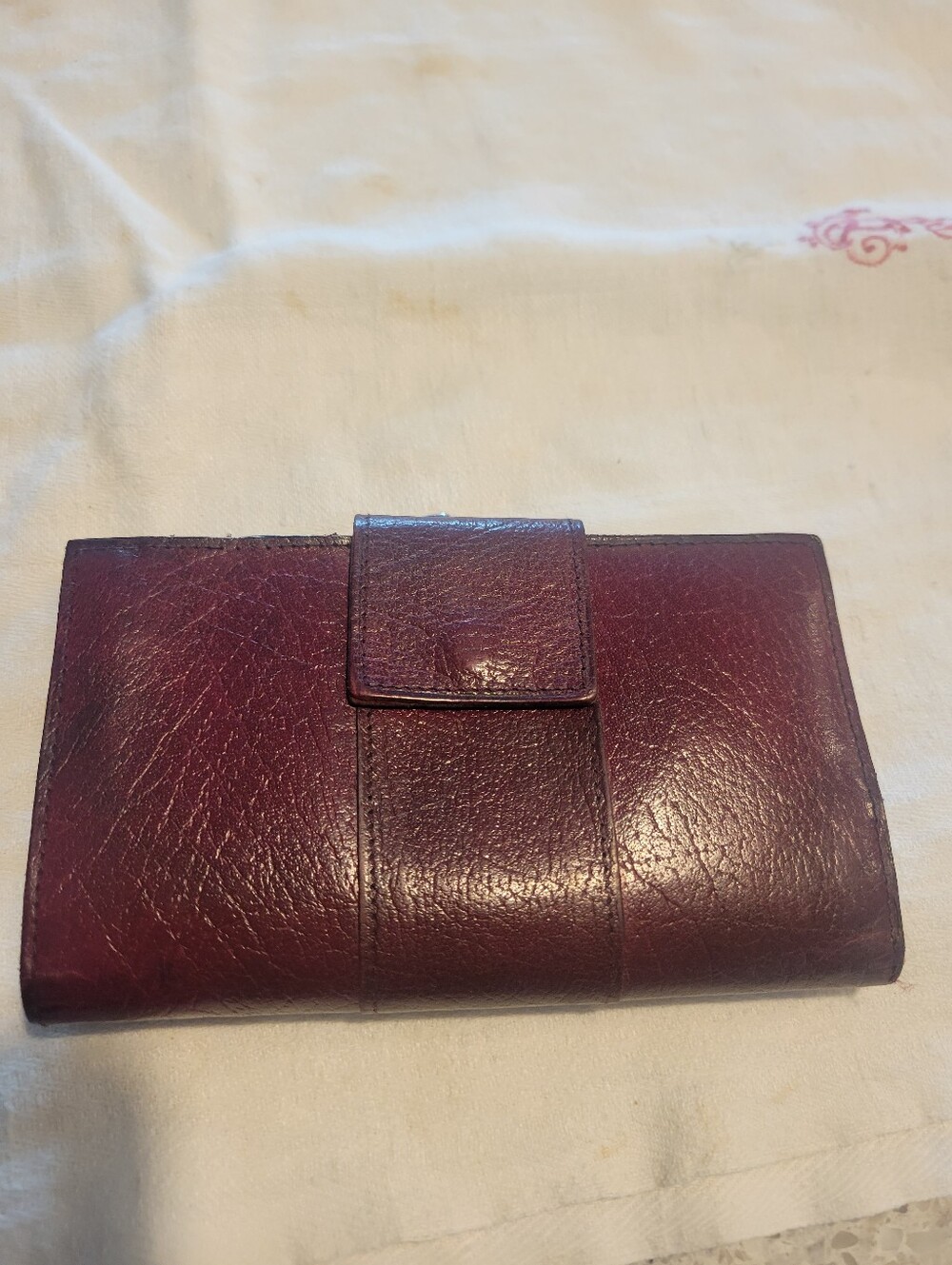 1960,Made In England  Leather Clutch Wallet in Deep Burgundy - Picture 2 of 11